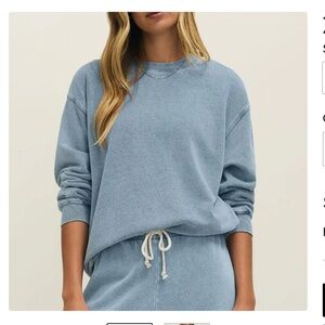 Z Supply relaxed denim crew neck sweatshirt